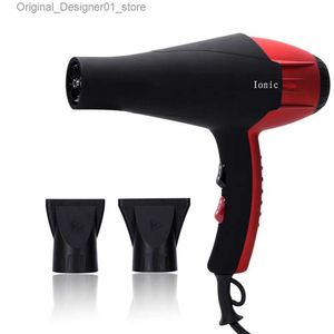 Secadores de cabelo Secador de cabelo iônico profissional para salão de beleza 2200W Potente motor AC Secador de sopro de íons Secadores de cabelo silenciosos com 2 bicos concentradores preto / vermelho Q240131