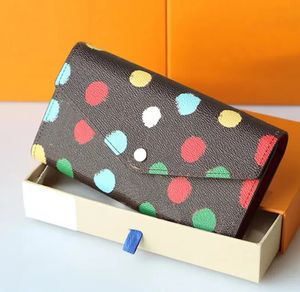 Womet Clutch Hand Bag Classic Letter Coin Preshide Cowhide Leather Internal zip zip cardpolka dot pattern Lady Wallet Fashion Fashion Labags