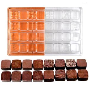 Ferramentas de cozimento 1 pçs moldes de chocolate policarbonato 32 cavidade cubo 16 padrão doces molde pastelaria utensílios de confeitaria