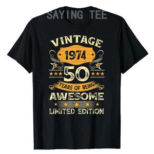 Homens camisetas 50 anos presentes vintage 1974 50º aniversário presente incrível camiseta nascido em 1974 camisetas mamãe papai apresenta marido esposa presentes