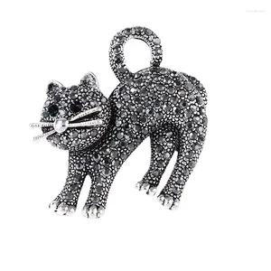 Brooches Vintage Cute Cat Brooch Lape Pins For Women Shiny Rhinestone Animal Badge Scarf Buckle Corsage Jewelry Clothing Accessories