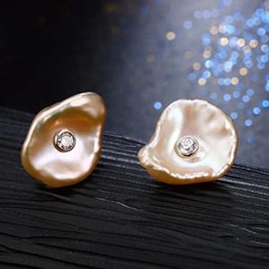 Shineland Barock Natural Freshwater Pearl Stud örhängen Oregelbunden form Brincos för kvinnor Fashion Jewelry Gift 240123