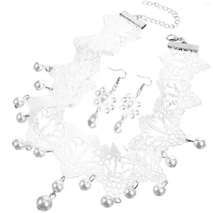 Necklace Earrings Set Fashion Delicate Women's Wedding Bridal Flower /Pearl Decor With Pair Of