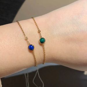 Bangles 2021 New Fashion Trend Luxury Bead Bracelet For Women Green Malachite Red Agate Blue High Grade Rose Gold Brand Jewelry Shining