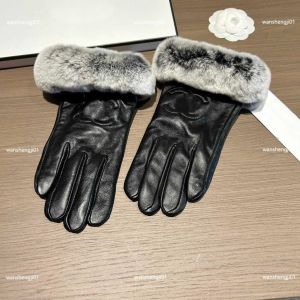 24SS Designers Girl Five Fingers Gloves Goatskin 100% äkta läderhandskar för kvinnor sammet foder varma vantar vinter gåva inklusive märke box g242194pe-3