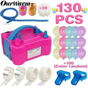 Party Decoration Ourwarm Electric Balloon Pump Inflator Dubbelhål Portable Air Blower EU US Plug Munstycke Kompressor Ballonger Acces319A