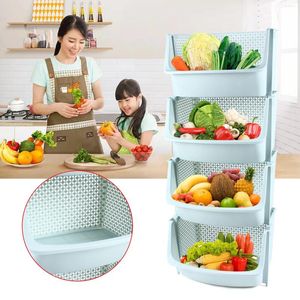 Kök förvaring 4 Tier Fruit Basket Rack Utility Vegetable Stand Unit