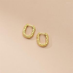 Hoop Earrings 18K Gold Plating Authentic 925 Sterling Silver Jewelry Irregular Texture Bump Piercing Huggie Ear-Bone C-M007382805