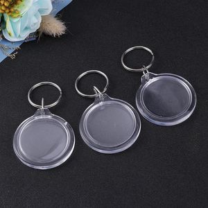 100pcs Po Keychain Circular Transparent Blank Acrylic Insert Po Picture Frame Keyring Key Holder Diy Split Ring Key Chain225K