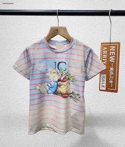 Novo bebê camisetas padrão de coelho dos desenhos animados crianças roupas tamanho 100-150 listra design meninos verão manga curta menina algodão camisetas jan20