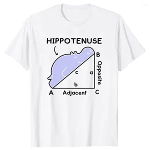 Men's T Shirts Cool Hippo Sleeping On Math Problem Printing Hippopotamus Tee Tops Round Neck Short-Sleeve Animal Tshirt Casual Basic