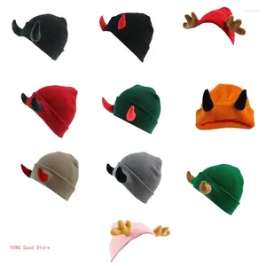 Ball Caps yenilik kötü boynuz şapka rüzgar geçirmez sıcak bere kapağı gençler handcrochet po