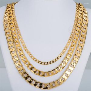 Kedjor mode gåva guldkedja halsband för män kvinnor smycken mens halsband fylld trottoark kubansk länk231m
