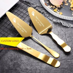 Bakeware Araçları 3pcs/Set kişiselleştirilmiş özelleştirilebilir logo paslanmaz çelik kek spatula düğün bıçak pizza kesici pasta fırın elbisesi