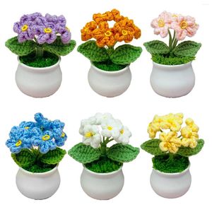 Dekorativa blommor Krukväxter Fake Sticked Flower Bonsai Färdig handvävd för bil Hem Desktop Decor Gift Girl Women