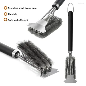 Tools Stainless Steel Barbecue Brush Outdoor Travel BBQ Grill Cleaning Brushes Kitchen Non-stick Clean Tool For Home