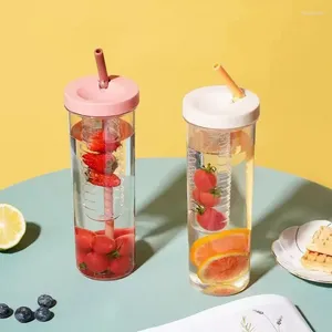 Water Bottles 700ML Large Capacity Bottle Plastic Summer Travel Sport Cup With Straw Office Drinkware For Juice Tea