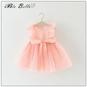 Flicka klänningar baby flickor klänning mode tutu spets prinsessa bomull soild 1-4t barn kläder ärmlöst fest chirstmas vestido kläder