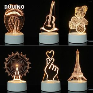 Luzes da noite lâmpada 3d luz de mesa meninos e meninas feriado presente do dia dos namorados casamento decorativo quarto mesa cabeceira