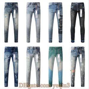 Lila jeans män jeans street modedesigner knappar svart stretch elastisk mager rippade jeans knappar hip hop mode märke byxor jeans för män vita svarta byxor