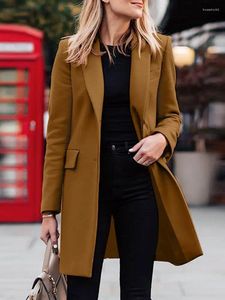 Kvinnorjackor Zanzea Autumn Lapel Neck Long Sleeve Solid Coats Stylish Women Casual Elegant Ol Work Ytterkläder kvinnliga blazerdräkter