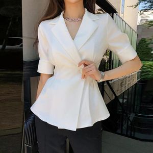 Ternos femininos verão manga curta feminino blazer elegância celebridade magro ajuste moda túnica branco terno jaqueta preto um botão femme