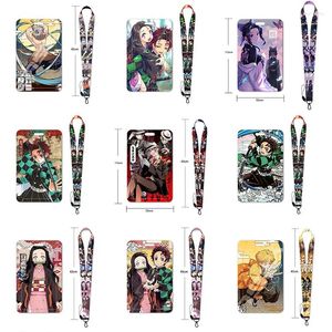 Nyckelringar anime demon slayer lanyards för nyckelhalsband kort badge gymkedja lanyard hållare diy hänger rep nyckelring