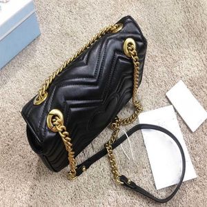 Designers 3A Bag Women Black Chain Tygväskor Crossbody Shoulder Bags 26cm Classic Fashion Women Wavy Real Leather Totes Cross Body3407