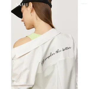 Blusas femininas amii minimalismo camisas de verão para mulheres moda carta bordado solto topos senhora do escritório blusa longa 12170323