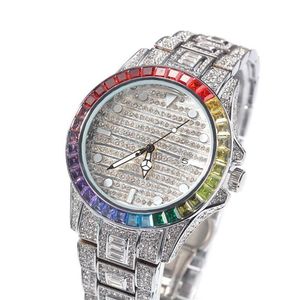 Ice-Out Bling Diamond Watch for Men Women Hip Hop Mens Quartz Watches Rostfritt Steel Band Business Wristwatch Man Unisex Gift2411