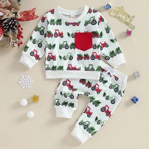 Giyim Setleri Citgeautumn Noel Toddler Erkek Kızlar Kıyafetleri Ağaç Baskı Uzun Kollu Sweatshirt ve Pantolon Sonbahar Noel Giysileri Seti