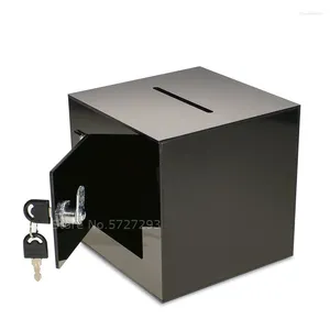 Party Supplies Black Wedding Card Box Square Innovation Anniversary Baby Shower Decorations Lockable Monetary Gift Wishing Well