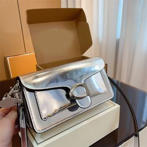 Küçük omuz çantası 10A Tasarımcı Tote Toyby 20 Parlak Yüzey Gümüş Renk Çantaları Uygun Retro Bayan Ayarlanabilir Omuz Kayışı ile Koltuklu Çanta XB128