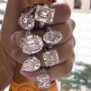 Cluster-Ringe 7 Stile Promise 6ct Lab-Diamant-Ring 925 Sterling Silber Schmuck Verlobung Ehering für Frauen Männer Party-Zubehör