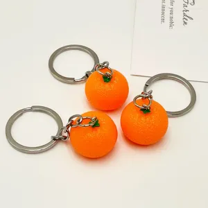 Keychains Creative Fruit Series Imitation Orange Men Car Key Resin Pendant Small Gift For Women Cute Bag Jewellery