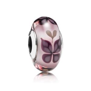 100% 925 srebrny butterfly Murano Glass Charms Fit Fit Oryginalny europejski urok bransoletki moda Woemn Wedding zaręczynowy Jewel183t