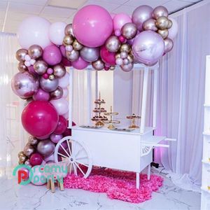 104pcs yuvarlak folyo pastel balonlar çelenk kemer kiti pembe 4d pembe balon doğum günü bebek duşu iyilikler parti dekorasyonu T282J