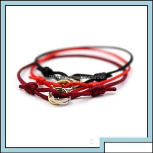 Braccialetti con ciondoli Gioielli in acciaio inossidabile 316L Anello Trinity Bracciale con cordino Tre anelli Cinturino a mano Coppia per donna e Otvmq252R