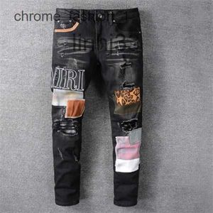 Jeans da uomo Amirs High Street Jeans lavati Pantaloni da donna Ricamo Uomo e donna Oversize Strappato Patch Hole Taglia 3040 Streetwear Tutto l'anno 3 ZgzuW