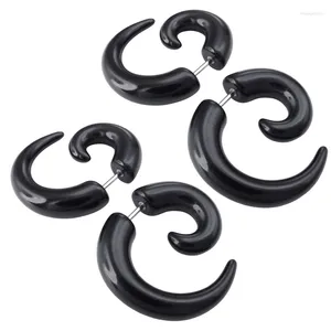 Stud Earrings 4X Jewellery Mens Horn Claw Cheater Fake Ear Plugs Gauges Illusion Tunnel Black (With Gift Bag)