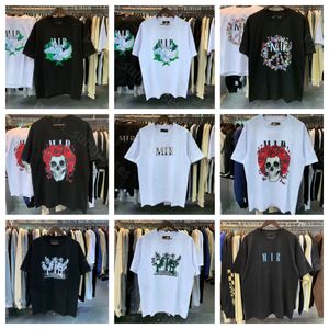 디자이너 TSHIRT MENS T 셔츠 한정판 커플 Tees Street Wear 여름 패션 브랜드 미르 셔츠 스플래시-잉크 편지 인쇄 짧은 슬리브 캐주얼 한 느슨한 크루 넥 008