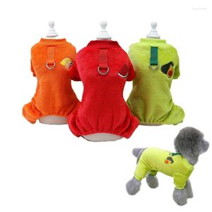 犬のアパレル暖かい柔らかいフリース子犬パジャマ犬用のかわいいフルーツオーバーオールチワワ服小さなフランネルコスチューム冬の服
