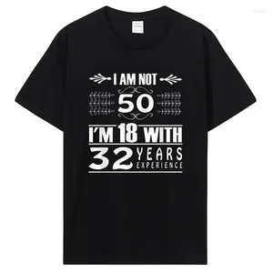 Camiseta masculina design de aniversário eu não sou 50 im 18 com 32 anos de experiência camiseta masculina algodão camisa gráfica cupons homem
