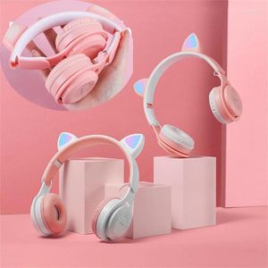 Söt katt Bluetooth -hörlurar Trådlös headset Musik Earphone med MIC för iPhone 14 13 PC Support TF Card Children GirlsGifts