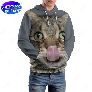 designer Men Hoodies & Sweatshirts grey cat school hip-hop rock Custom patterned caps casual Athleisure sports outdoor wholesale hoodie Men Clothing big size s-5xl