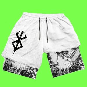 Y2K Summer Men Streetwear Anime Berserk Overize Active Athletic Gym Short Pants Training Fiess Workout Track Shorts kläder 240131