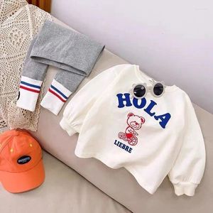 Giyim setleri moda kız kız çocuk pamuklu kıyafetler set karikatür ayı sweatshirt legging pant 2 adet bebek yürümeye başlayan çocuk hoodie 1-10y