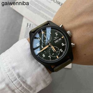 Iwcity Superclone Watch zegarek BP-Factory Men LW Chronograf ze stali nierdzewnej płótno Olive Green Pasps Sapphire Crystal Luxury Pilots 2ryy