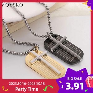 Pendant Necklaces VQYSKO Crusader Dog Tag Engraved Chain Stainless Steel Men's And Women's Custom Necklace Gift For Father