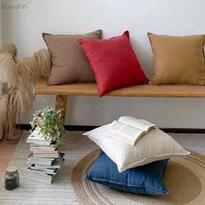 Pillow Cover Solid 45x45cm 50x50cm Plain Linen Wheat Navy Red Fringed For Home Decoration Bed Sofa Couch